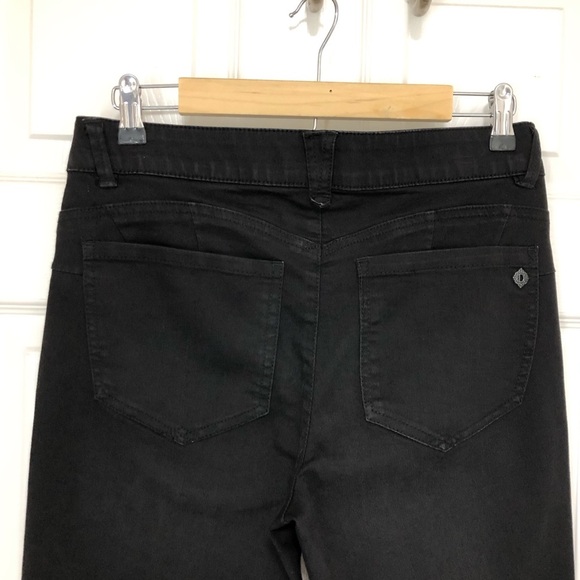 Democracy Ab Solution Booty Lift Cotton Blend Black Whiskered Straight Jeans 8P - Picture 7 of 16